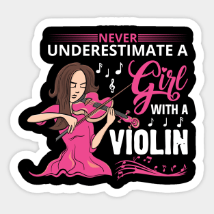 Never Underestimate a Girl with a Violin Sticker